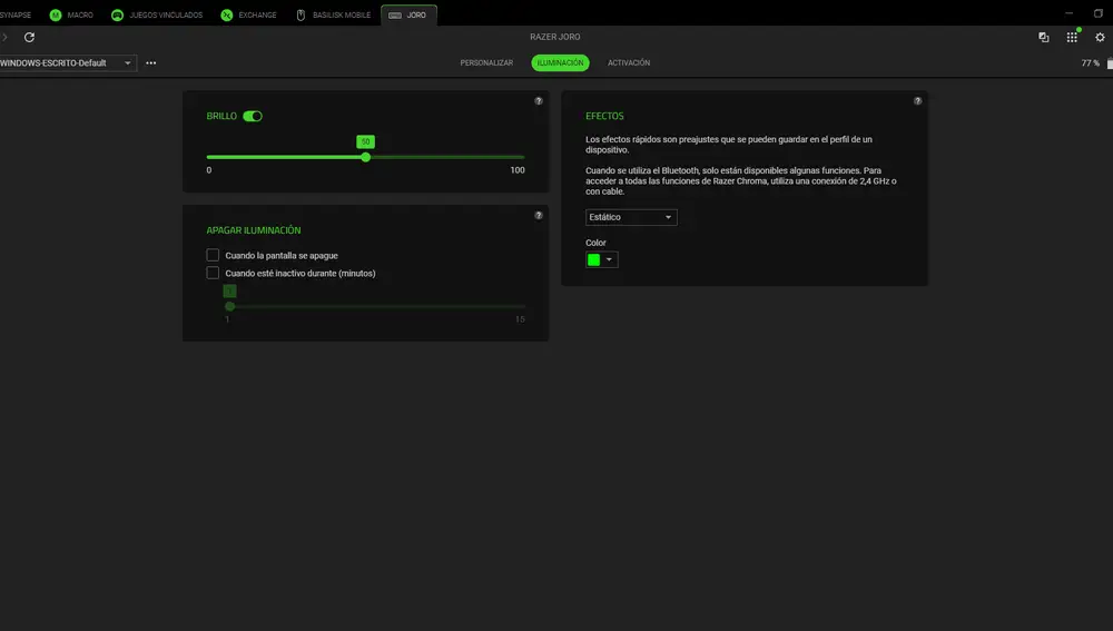 Configura la iluminación del Razer Joro desde Synapse 4