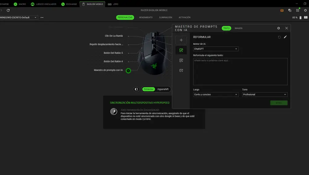El Razer Baslisk Mobile integra un 'Maestro de prompts con IA'