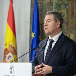 El presidente autonómico, Emiliano García-Page, en la presentación de la Plataforma de Empleo de Castilla-La Mancha, en el Palacio de Fuensalida