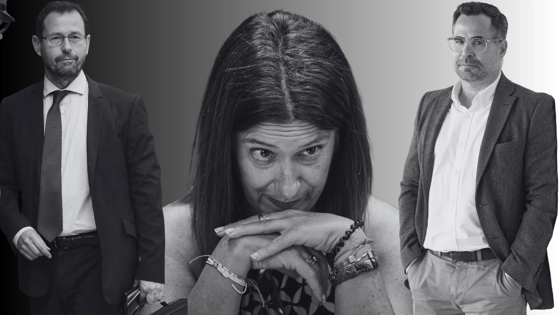 El fiscal Grinda (i), junto a Leire Díez (centro) y el fiscal Stampa (d).