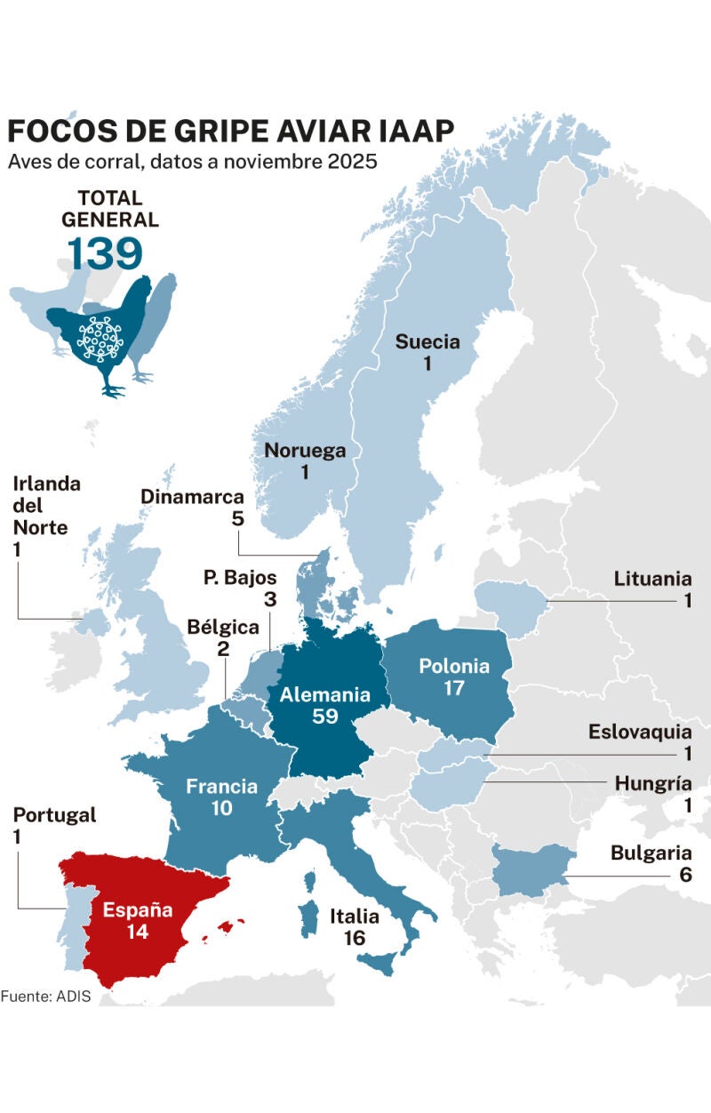 Gripe aviar en Europa