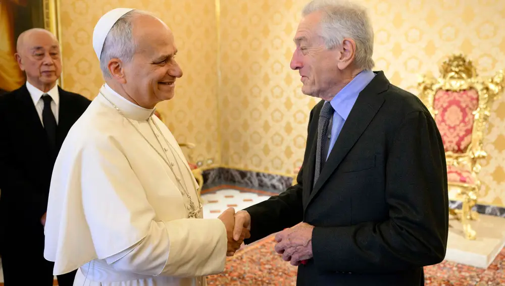 Pope Leo XIV meets with US actor Robert De Niro in Vatican City