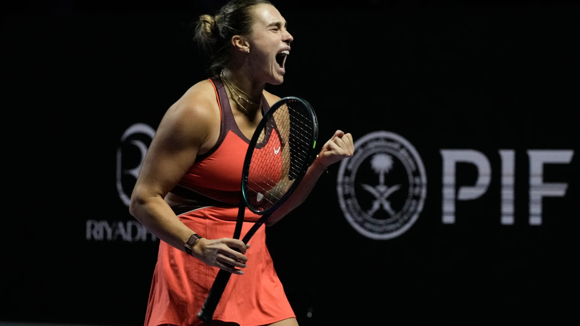 Sabalenka celebra su victoria ante Amanda Anisimova
