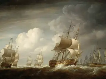 Convoy de la Compañía Británica de las Indias Orientales, Nicholas Pocock, 1803 Convoy de la Compañía Británica de las Indias Orientales, Nicholas Pocock, 1803