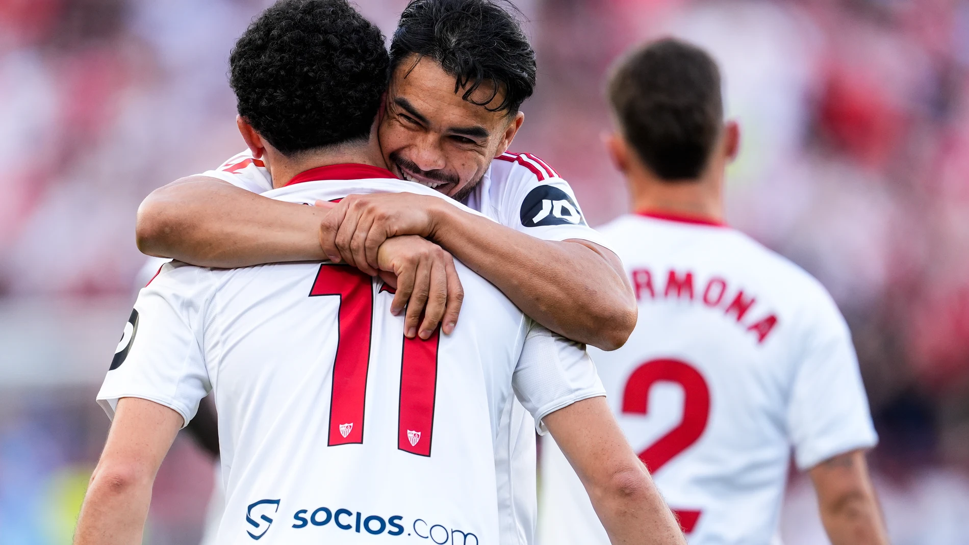 Ruben Vargas of Sevilla FC celebrates a goal during the Spanish league, LaLiga EA Sports, football match played between Sevilla FC and CA Osasuna at Ramon Sanchez-Pizjuan stadium on November 8, 2025, in Sevilla, Spain. AFP7 08/11/2025 ONLY FOR USE IN SPAIN