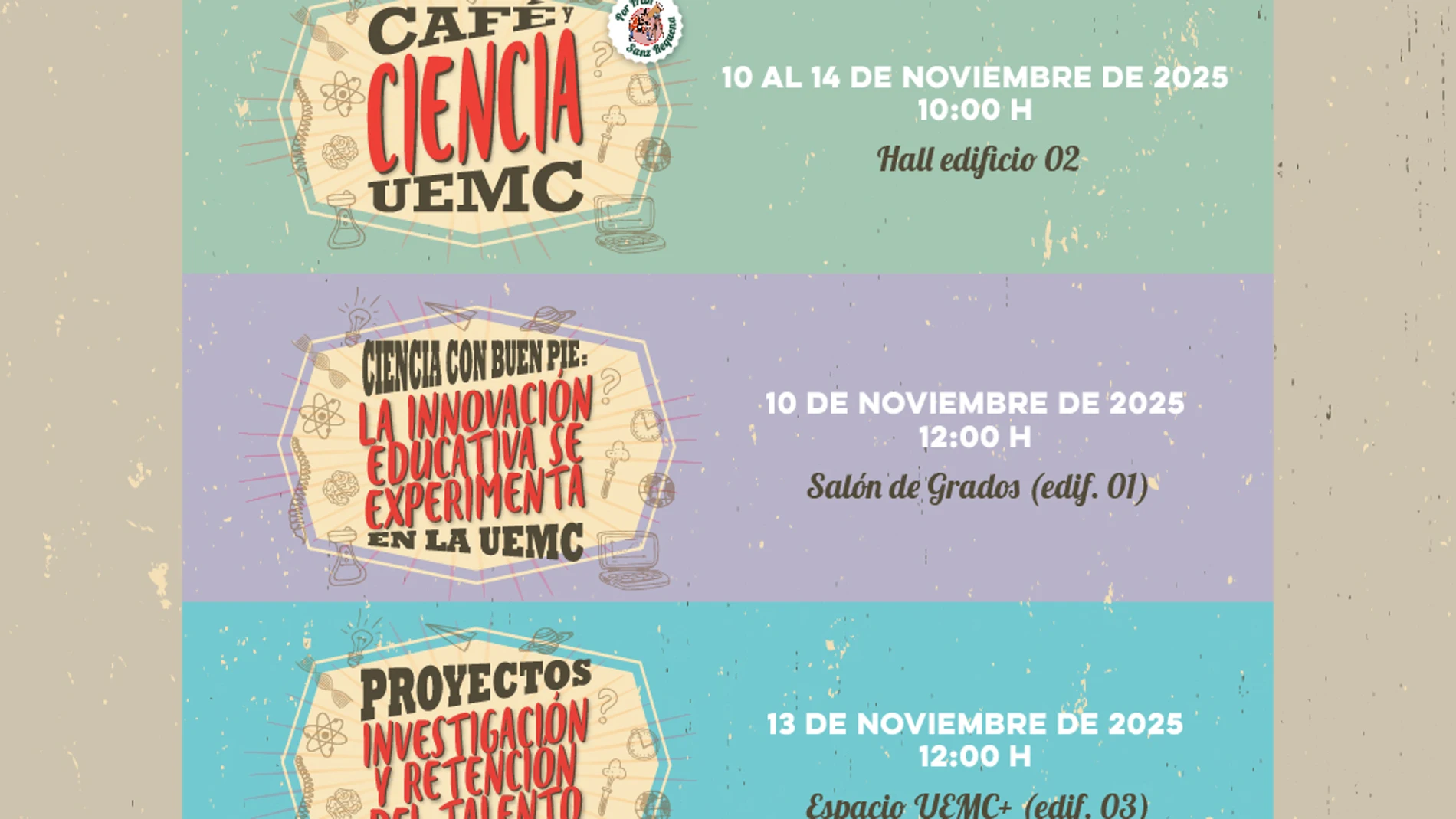 Cartel anunciador de las actividades previstas en la UEMC con motivo de la Semana de la Ciencia