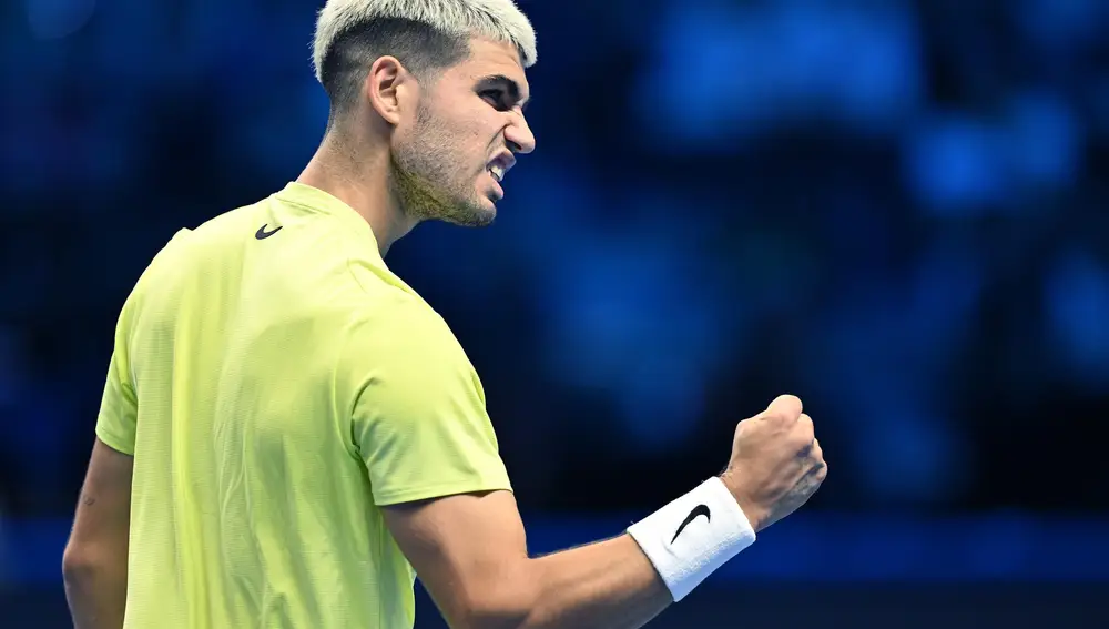 Alcaraz celebra un punto ante Fritz