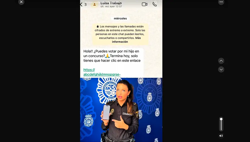 Ejemplo de la estafa, por la Policía Nacional