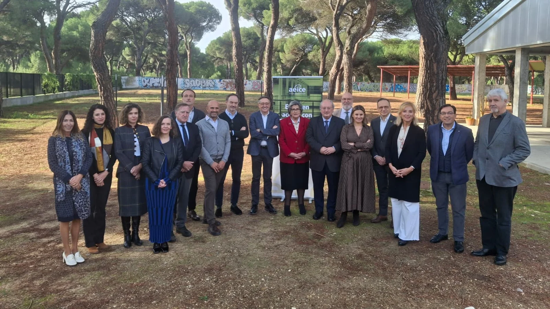 Los miembros del Consejo Asesor de AEICE, que preside Charo Heras, en el centro junto a Enrique Cabero, presidente del CES, y Estíbaliz González de la Serna, presidenta de AEICE