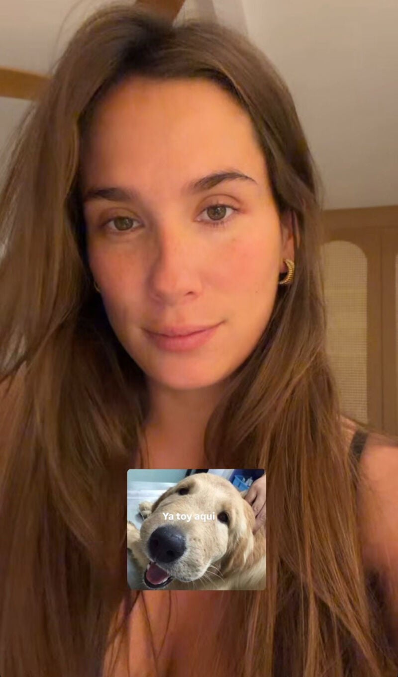 María Pombo con la nariz inflamada