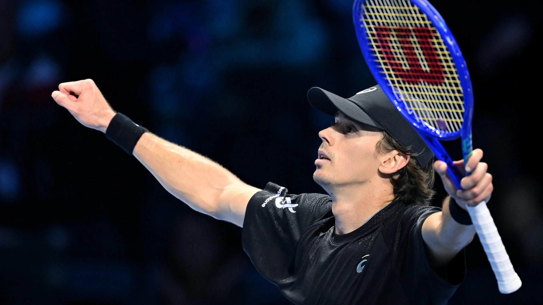 Turin (Italy), 13/11/2025.- Alex De Minaur of Australia celebrates winning against Taylor Fritz of USA after the Men's Singles Round Robin tennis match at the ATP Finals in Turin, Italy, 13 November 2025. (Tenis, Italia) EFE/EPA/ALESSANDRO DI MARCO