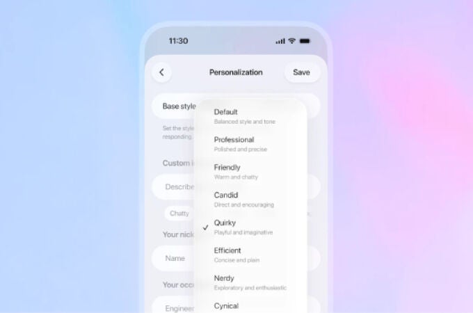 OpenAI actualiza ChatGPT con GPT-5.1 y le da 8 personalidades entre las que elegir.