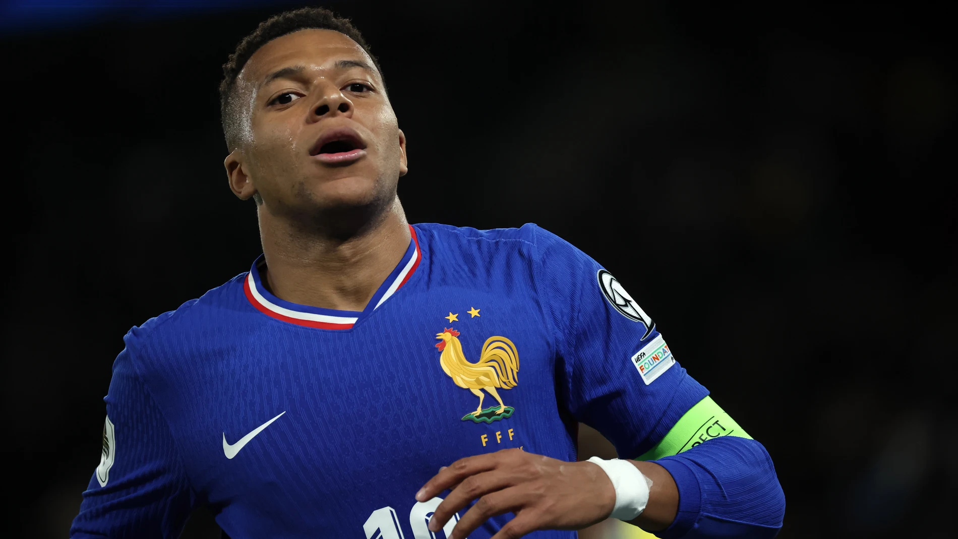 SAINT DENIS (France), 13/11/2025.- France’s Kylian Mbappe reacts during the 2026 FIFA World Cup European Qualifiers Group D soccer match between France and Ukraine in Saint Denis, near Paris, France, 13 November 2025. (Mundial de Fútbol, Francia, Ucrania) EFE/EPA/CHRISTOPHE PETIT TESSON