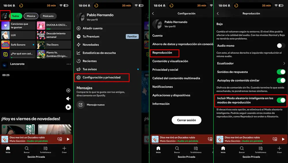Así puedes cambiar la aleatoriedad de Spotify