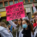 Manifestación de médicos convocada en Madrid por los sindicatos CESM y SMA para protestar por la propuesta de