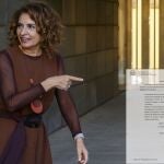 María Jesús Montero sólo ha ido una vez al Senado desde el comienzo del curso político. Junto a ella, el documento en el que consta que Montero se ausentaría de la Cámara Alta el día 21 de octubre