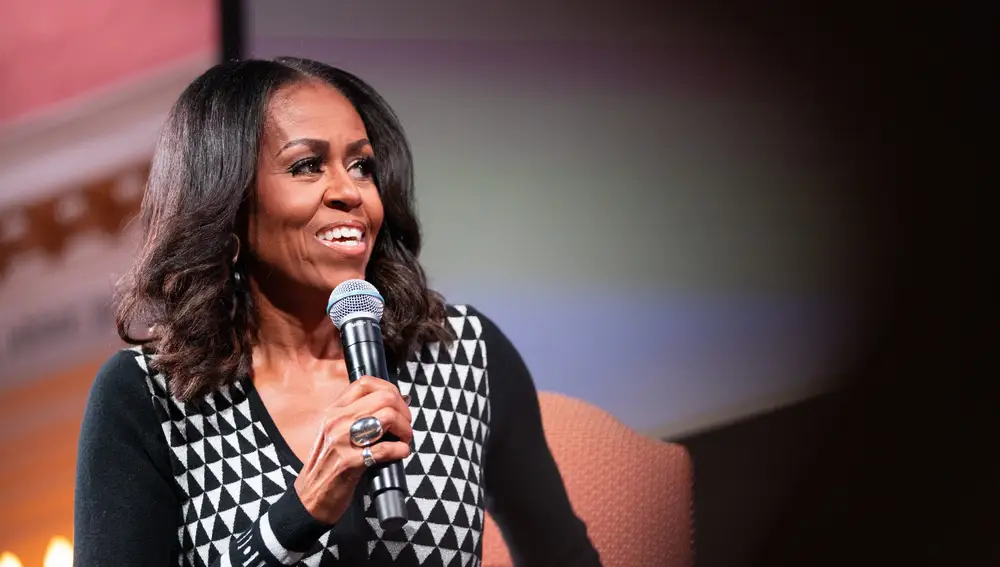 Former first lady Michelle Obama speaks about her new book "The Look" during an event at Sixth and I, Wednesday, Nov. 12, 2025, in Washington.