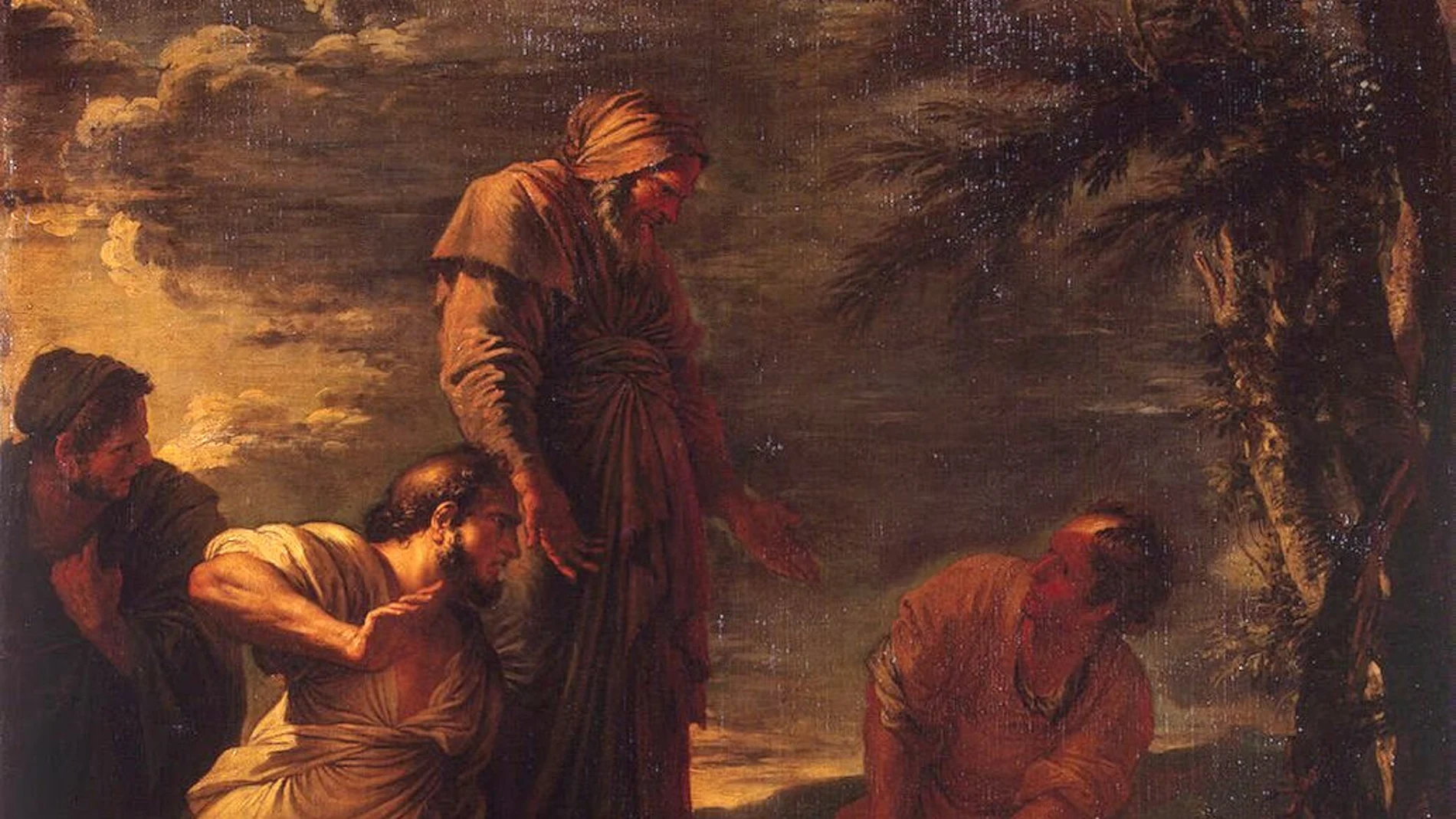 Demócrito (centro) y Protágoras (dcha.) retratados por Salvator Rosa