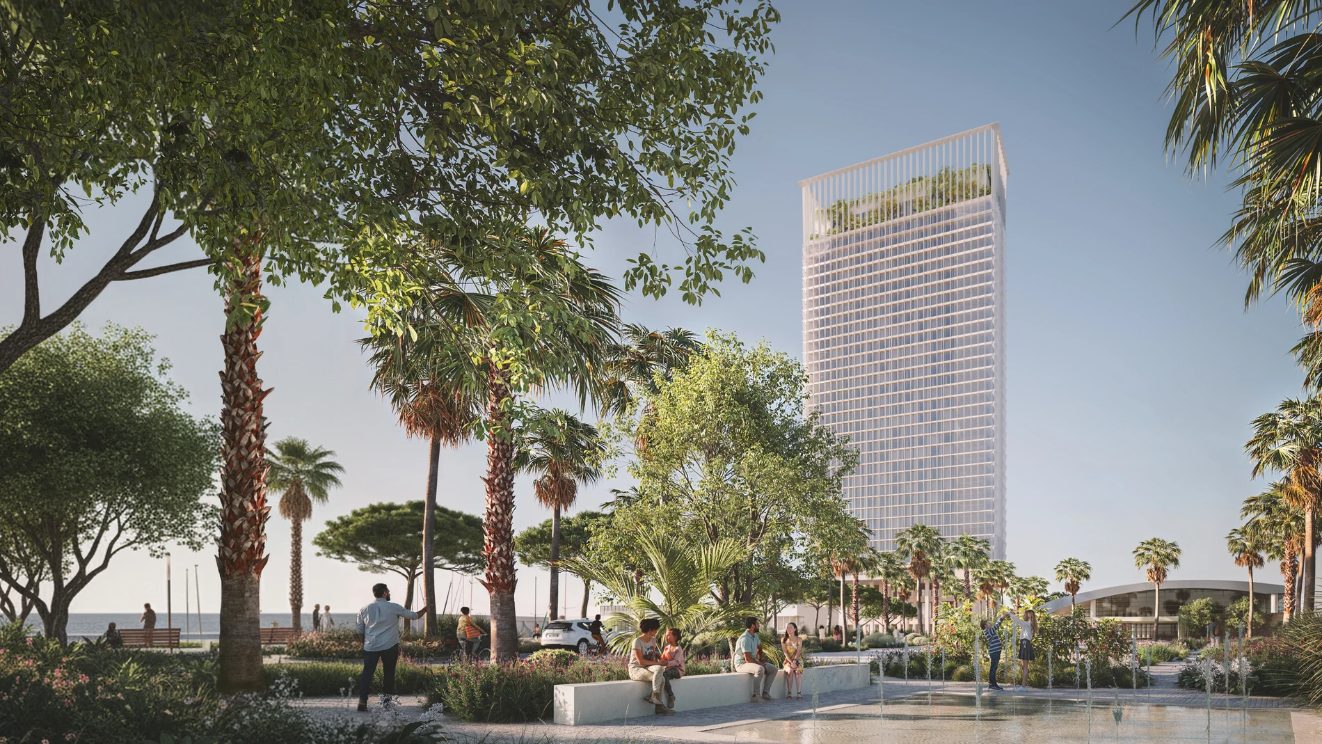 Recreación del proyecto de la Torre del Puerto de Málaga diseñada por David Chipperfield