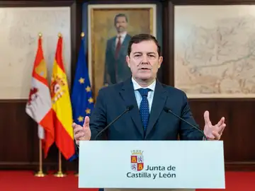 El presidente de la Junta, Alfonso Fernández Mañueco, durante la declaarción instucional El presidente de la Junta, Alfonso Fernández Mañueco, durante la declaarción instucional