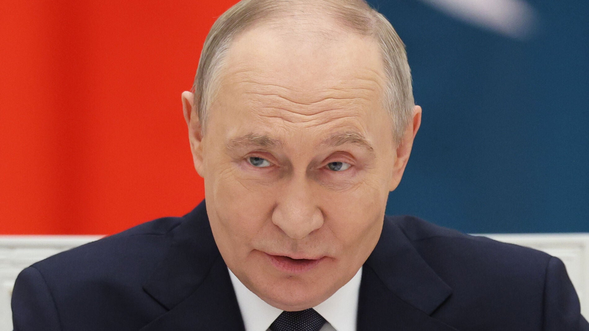 Russian President Vladimir Putin speaks during his meeting with the heads of government of member states of the Shanghai Cooperation Organisation at the Senate Palace of the Kremlin in Moscow, Russia, Tuesday, Nov. 18, 2025. (Ramil Sitdikov/Pool Photo via AP)