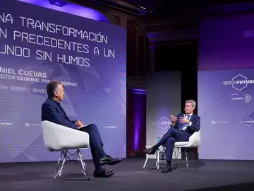 Roberto Brasero y Daniel Cuevas, director general de Philip Morris para España y Portugal, en Metafuturo Roberto Brasero y Daniel Cuevas, director general de Philip Morris para España y Portugal, en Metafuturo