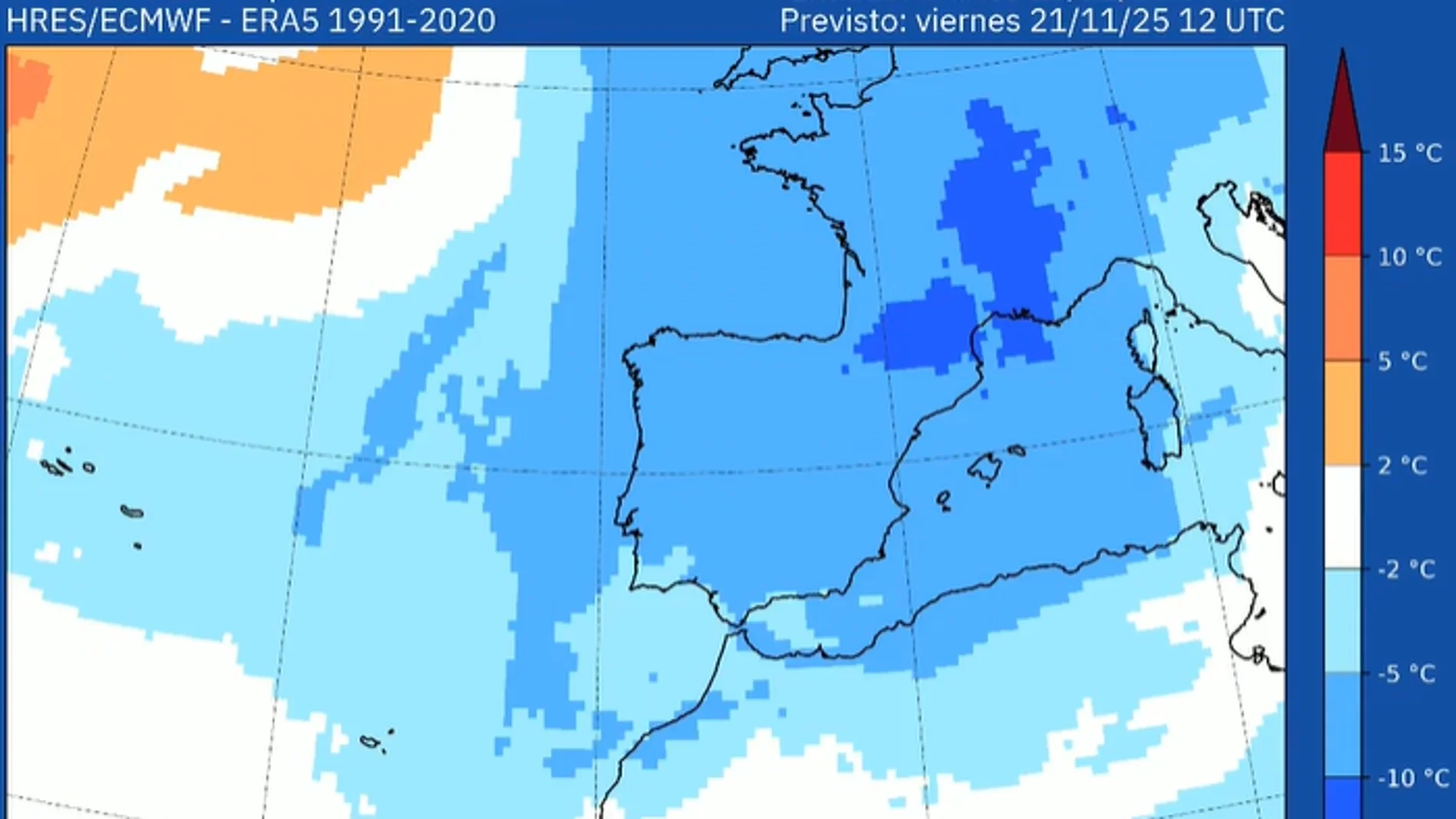 Llegauna masa de aire muy fría para la época del año en nuestras latitudes: