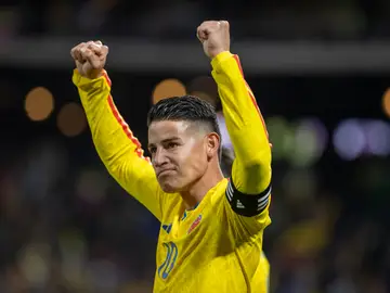 Amistoso Internacional: Colombia - Australia AMDEP9223. NUEVA YORK (ESTADOS UNIDOS), 18/11/2025.- James Rodríguez de Colombia celebra un gol este martes, en un partido amistoso entre las selecciones de Colombia y Australia en el estadio Citi Field, en Nueva York (Estados Unidos). EFE/ Angel Colmenares