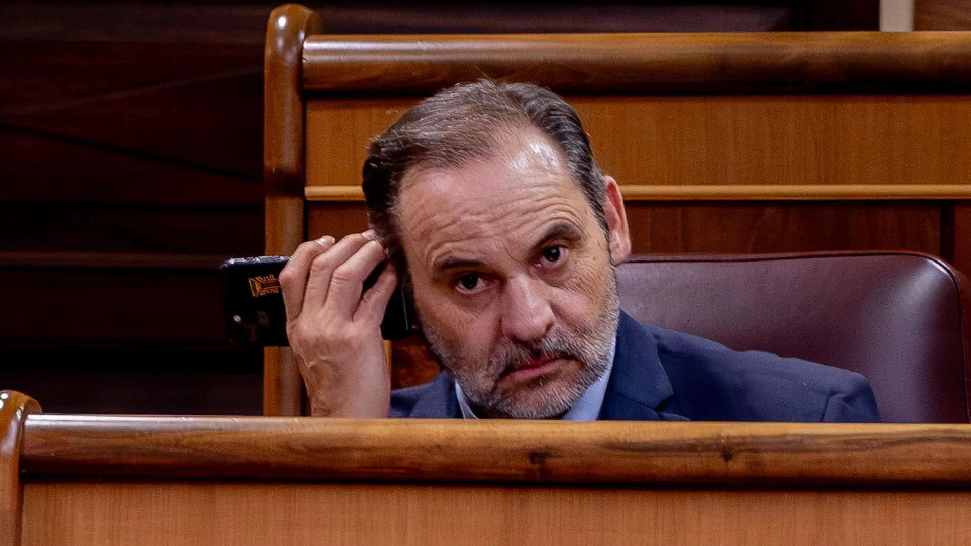 José Luis Ábalos, en su escaño del Congreso