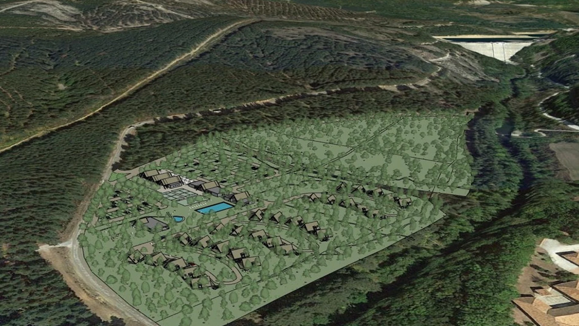 Recreación del ecocamping de Velilla del Río Carrión en la Montaña Palentina