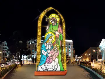 Recreación del gran Belén luminoso que presidirá la plaza de las Cortes Recreación del gran Belén luminoso que presidirá la plaza de las Cortes