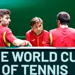 David Ferrer, con la pareja española Granollers/Pedro Martínez