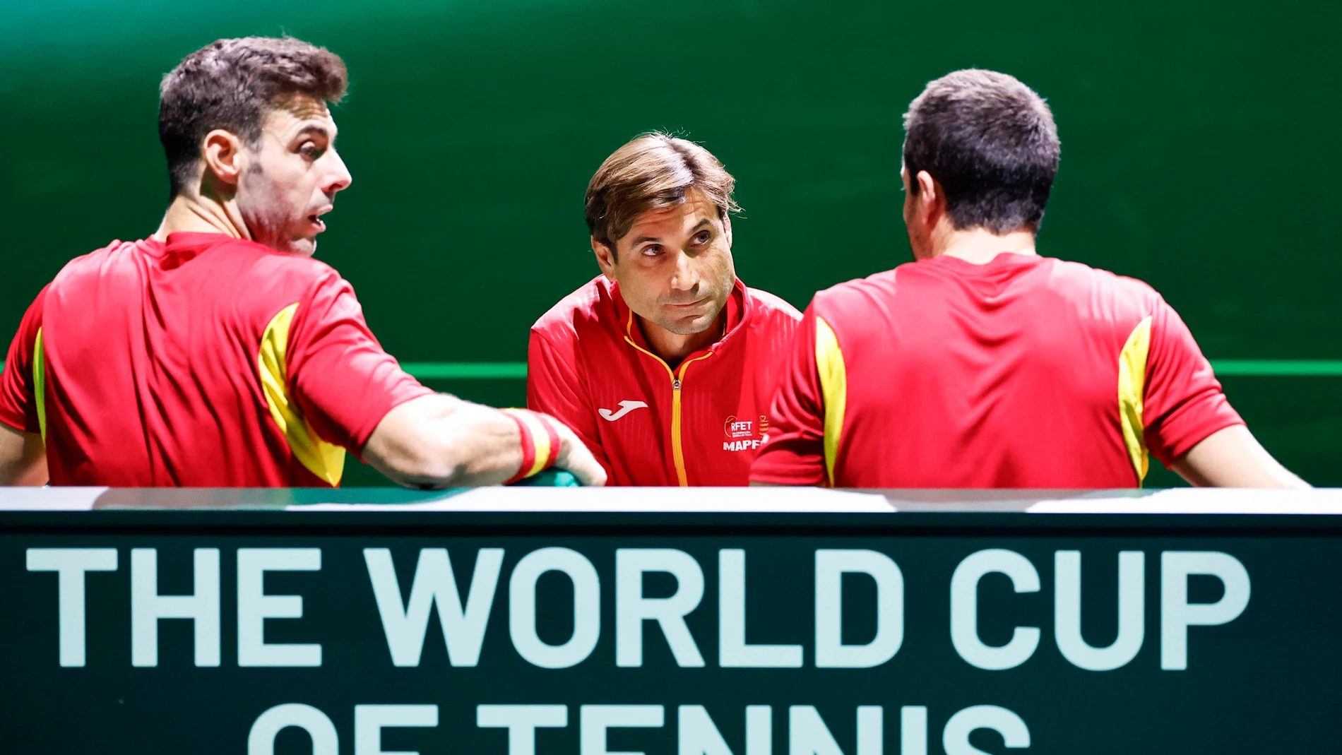David Ferrer, con la pareja española Granollers/Pedro Martínez