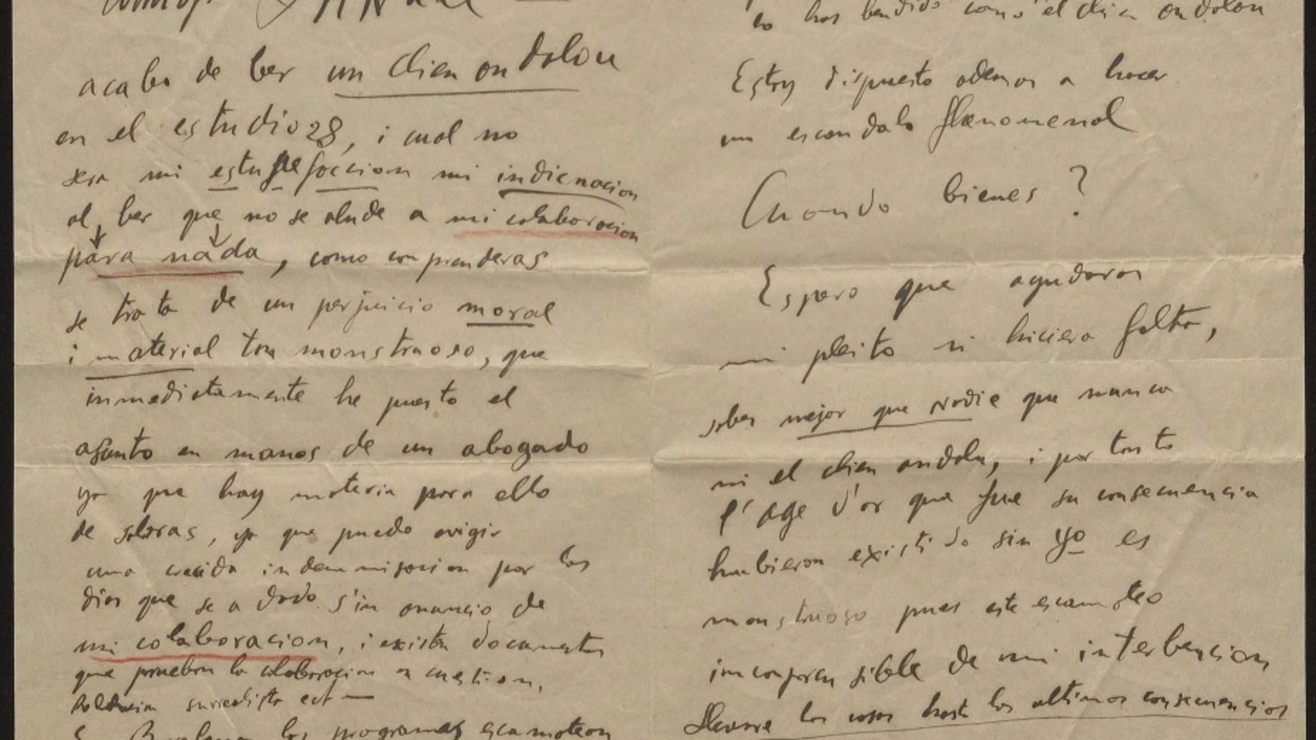 Una de las cartas de Dalí a Buñuel