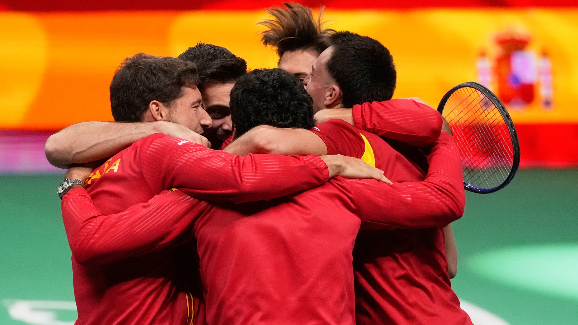 El equipo español celebra la clasificación para la final de la Davis