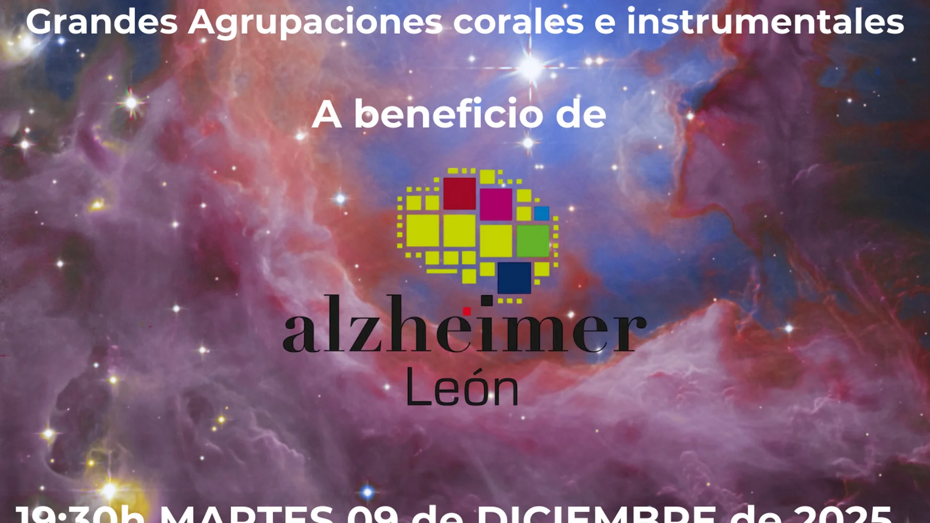 Cartel del Concierto de Navidad del Conservatorio de Música de León a beneficio de la asociación de Alzheimer