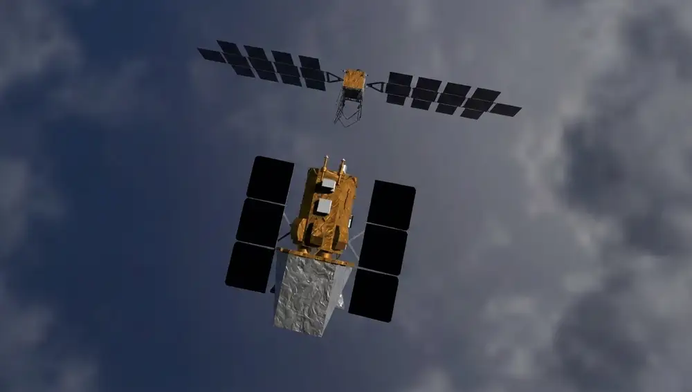 Recreación mostrando la operación de rescate del Swift.