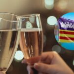 Dos copas junto a una bandera de Baleares