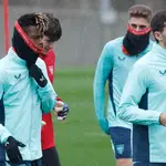 Nico Williams, en el último entrenamiento del Athletic Club