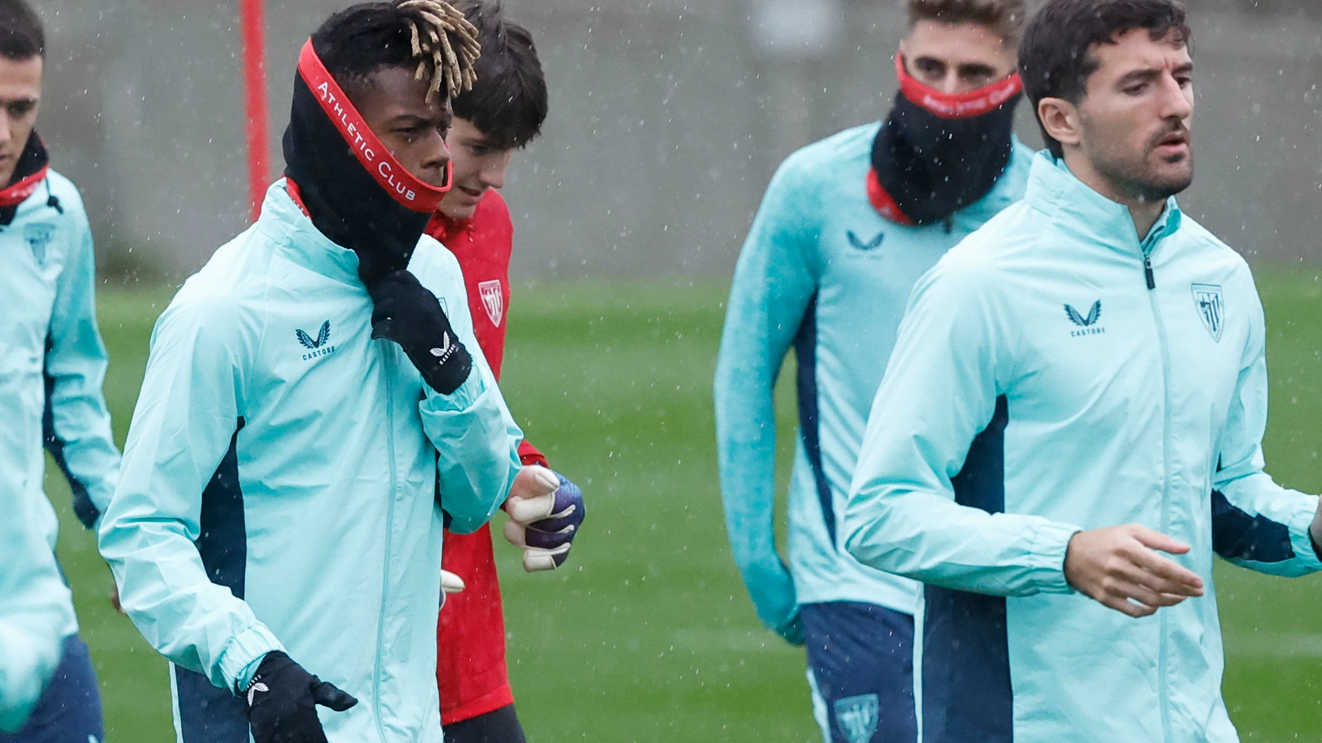 Nico Williams, en el último entrenamiento del Athletic Club