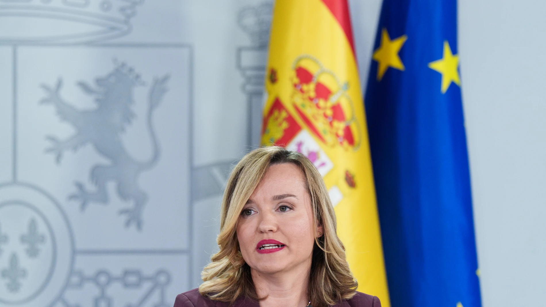 La ministra de Educación, Formación Profesional y Deportes y portavoz del Gobierno, Pilar Alegría, durante la rueda de prensa tras el Consejo de Ministros, en el Palacio de La Moncloa, a 25 de noviembre de 2025, en Madrid (España). 25 NOVIEMBRE 2025 Matias Chiofalo / Europa Press 25/11/2025