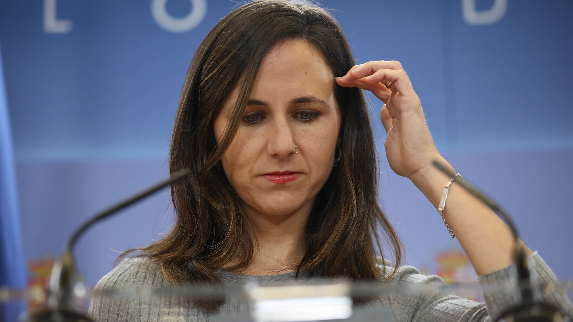 La portavoz del grupo parlamentario de Podemos, Ione Belarra, durante una rueda de prensa en el Congreso de los Diputados, a 25 de noviembre de 2025, en Madrid (España). 25 NOVIEMBRE 2025 Alejandro Martínez Vélez / Europa Press 25/11/2025