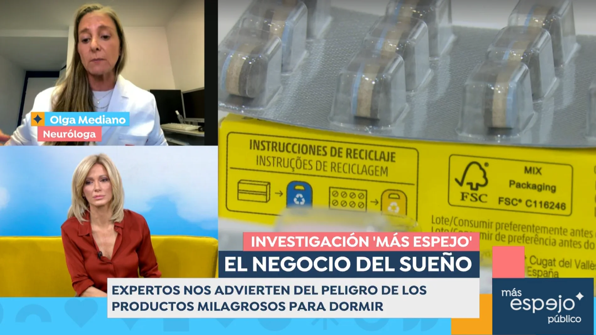 Susanna Griso y la neuróloga Olga Mediano hablando sobre los beneficios de la melatonina en 'Espejo Público'