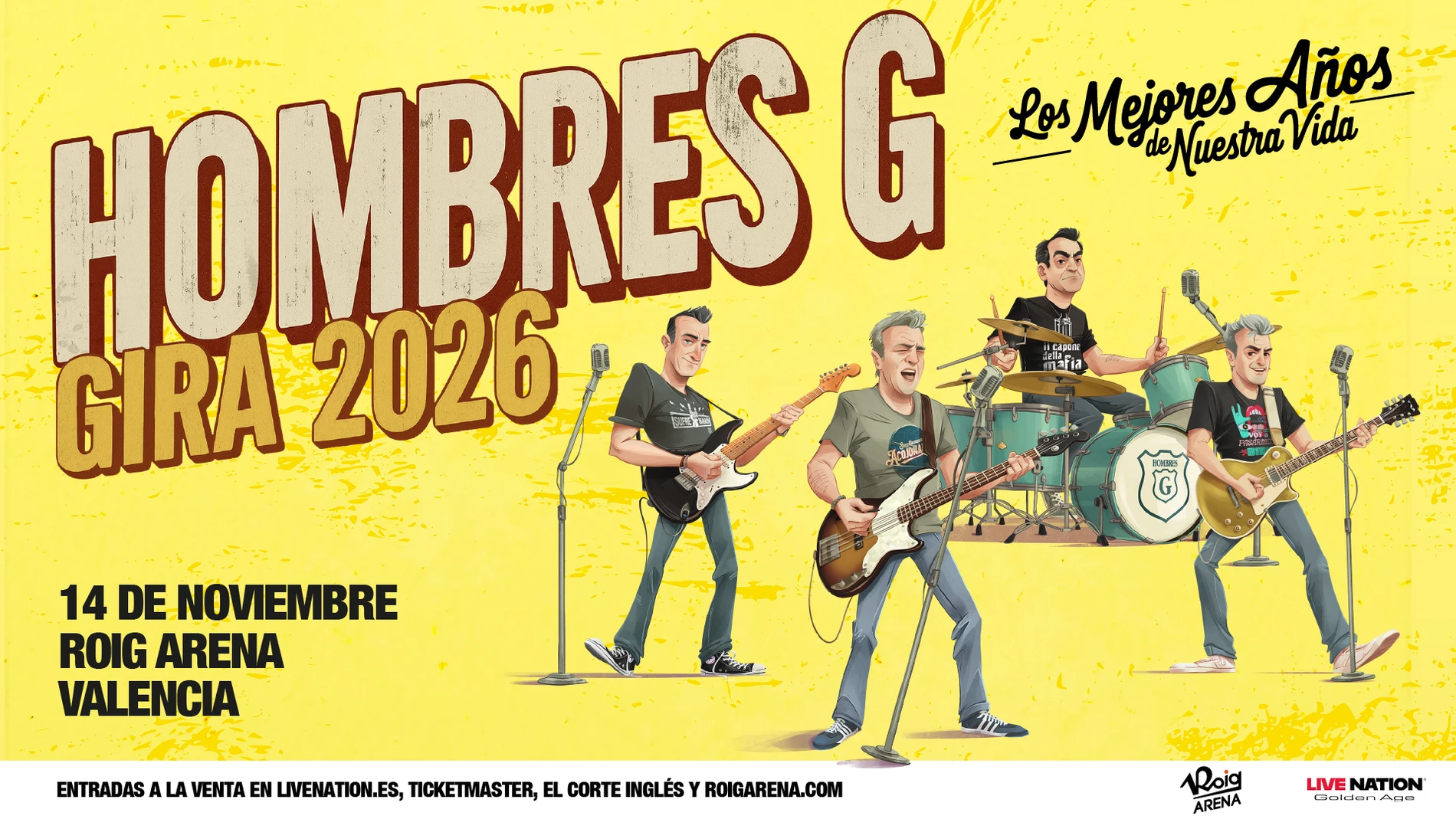 Hombres G traerá su gira "Los Mejores Años de Nuestra Vida 2026" al Roig Arena el 14 de noviembre