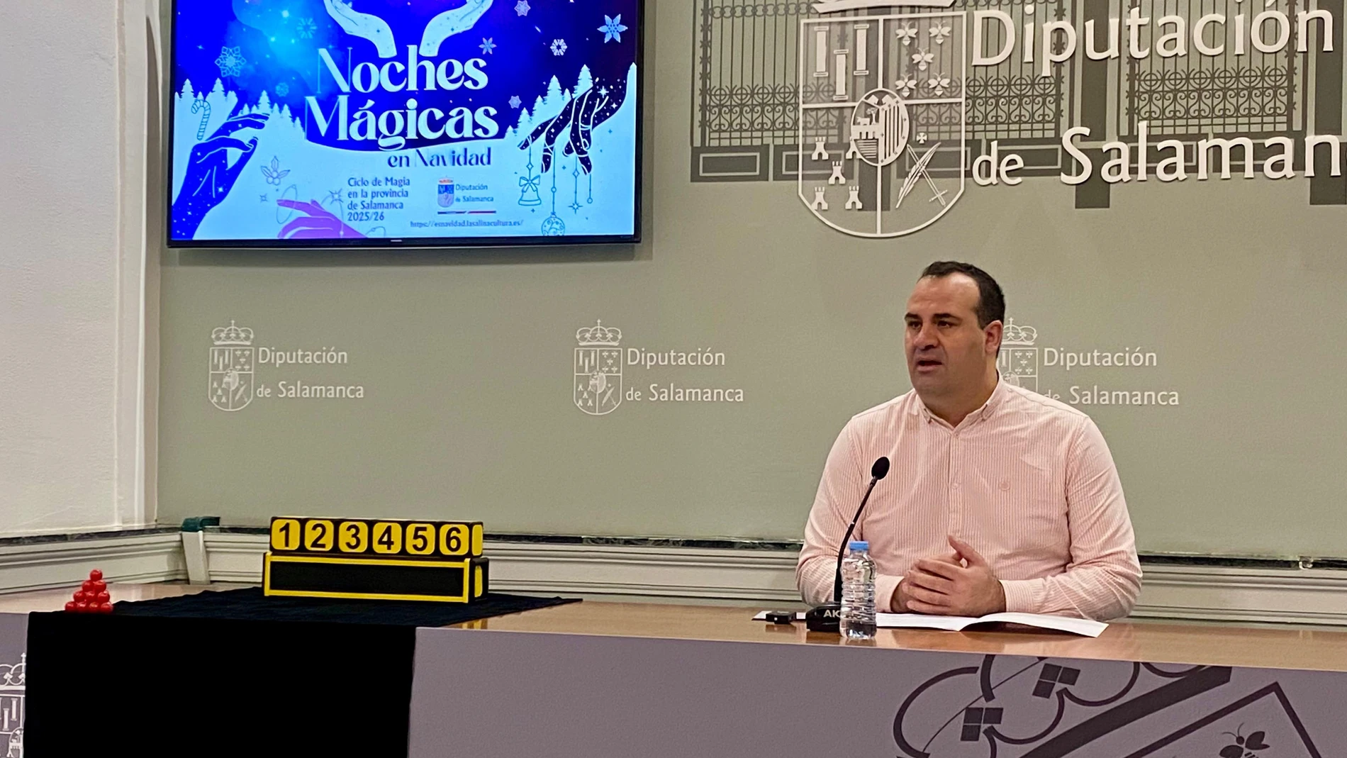 El diputado de Cultura, David Mingo, durante la presentación del programa 'Noches Mágicas en Navidad'