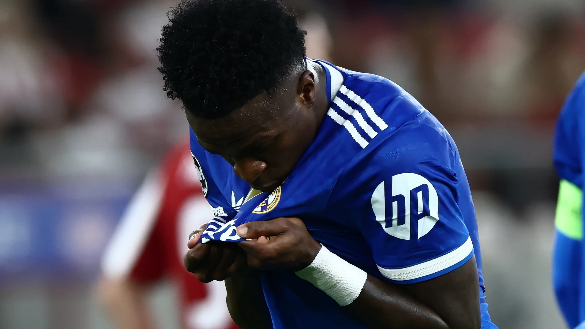 Vinicius Junior of Real Madrid CF celebrates a goal that was later disallowed by VAR during the UEFA Champions League 2025/26 League Phase MD5 match between Olympiacos FC and Real Madrid C.F. at Stadio Georgios Karaiskakis on November 26, 2025 in Piraeus, Greece. AFP7 26/11/2025 ONLY FOR USE IN SPAIN
