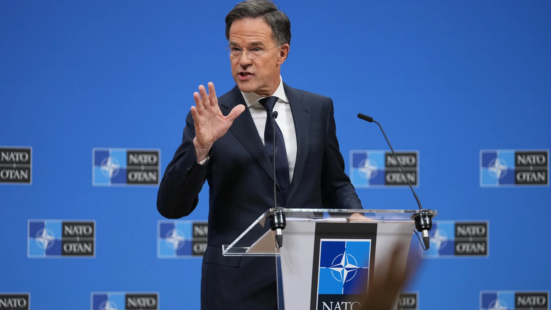 NATO Secretary General Mark Rutte speaks during a pre-ministerial media conference at NATO headquarters in Brussels, Tuesday, Dec. 2, 2025. (AP Photo/Virginia Mayo)