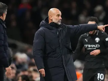Britain Premier League Soccer Manchester City's head coach Pep Guardiola during the English Premier League soccer match between Fulham and Manchester City in London, Tuesday, Dec. 2, 2025. (AP Photo/Kirsty Wigglesworth)