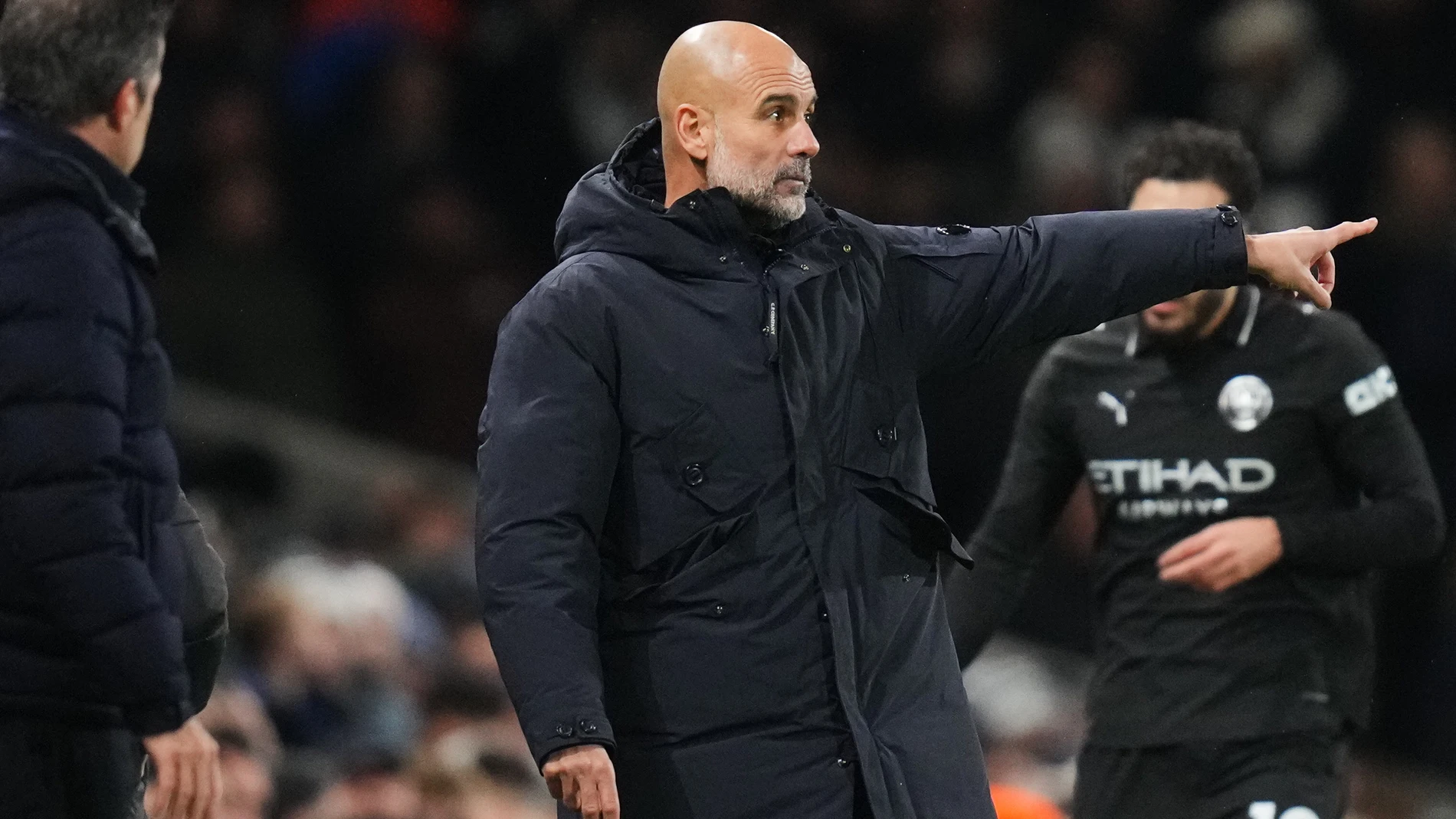 Manchester City's head coach Pep Guardiola during the English Premier League soccer match between Fulham and Manchester City in London, Tuesday, Dec. 2, 2025. (AP Photo/Kirsty Wigglesworth)