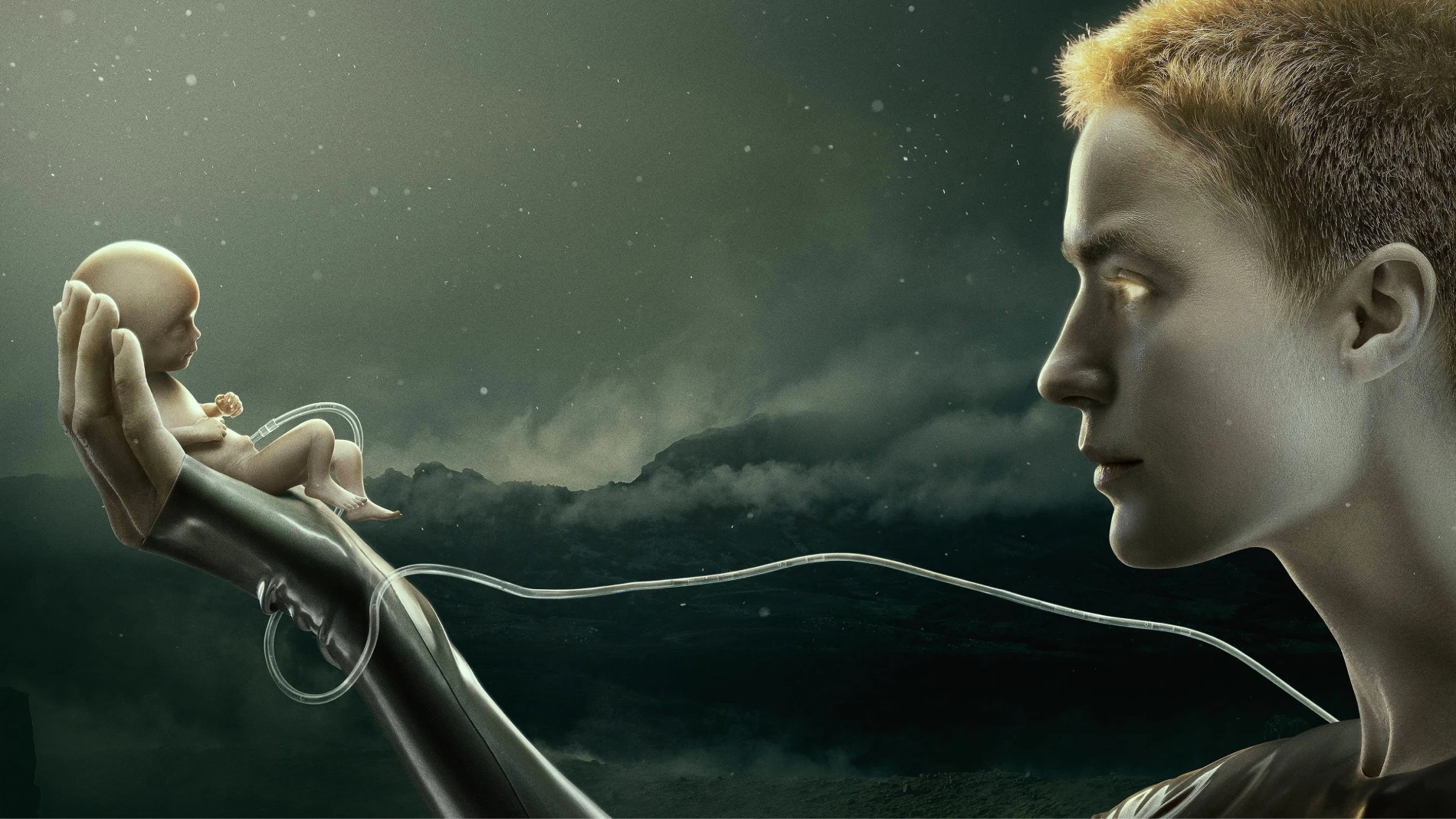 La serie muestra un futuro devastado en el que la humanidad depende de dos androides para sobrevivir